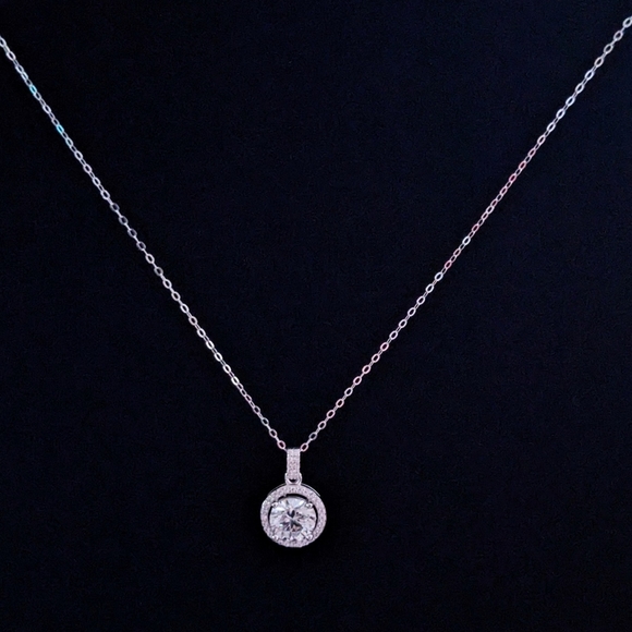 3 CT Genuine Moissanite Halo Bridal, Engagement Necklace 925 sterling silver - Picture 8 of 8